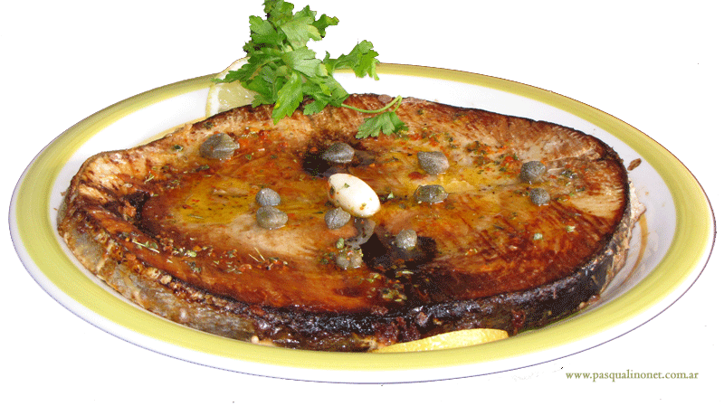 Rodaja de atn con salsa salmoriglio